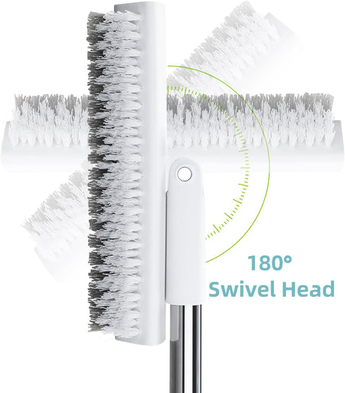55", 180 MOPALL Floor Scrub Brush with Long Handle Dual-Sided Stiff Bristle Grout Brush with Rotatable V-Shape Head
