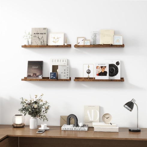 Set 4, 24 inch Acovy Picture Ledge Shelf, Wood Floating Shelves of Picture Ledge Shelves, Photo Ledge Nursery Book