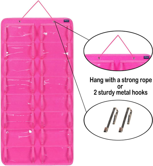AROUY Rose Hanging Dust Proof Sunglasses Organizer - 16 Felt Slots Glasses Holder with Metal Hook and Sturdy Rope