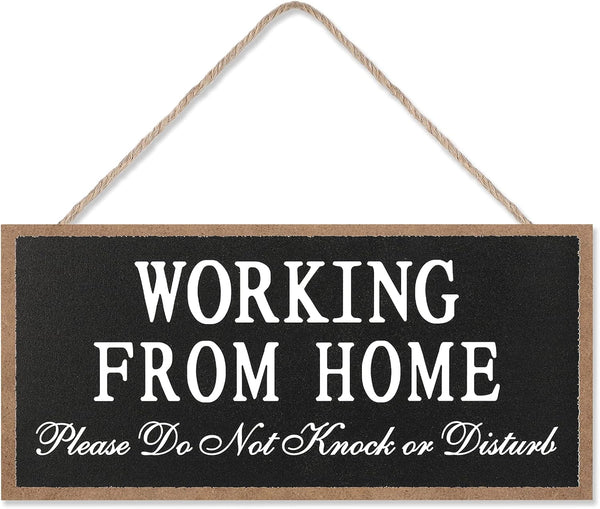 Working from Home Wood Sign, Please Do Not Knock or Disturb Hanging Wood Plaque, Outdoor Decor Wooden Don't Disturb