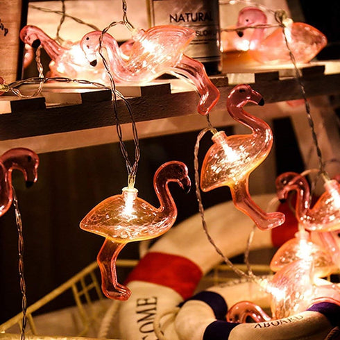 DomeStar 10Ft Pink Flamingo String Lights, LED Battery Operated Fairy Lights for Outdoor Patio Decor