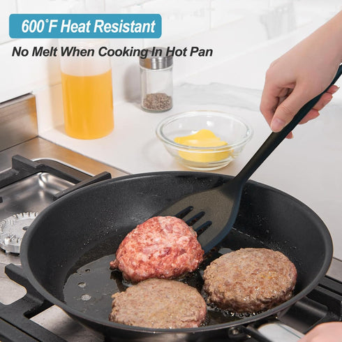 Silicone Spatula Turner Set, High Heat Resistant Nonstick Rubber Flippers for Baking & Cooking