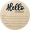 LZEDIRA Baby Announcement Sign, 5.9 Inch Wooden Hello World Newborn Sign Birth Announcement