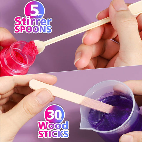 LEOBRO 24 PCS 100ml Resin Measuring Cups, 35PCS Mixing Sticks, Graduated Epoxy Resin Mixing Cups for Art Craft