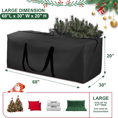 420D 68" 68" 29" 20" Cushion Storage Bag Waterproof Rectangular Outdoor Patio Cushion Storage Bags Outdoor Cushion