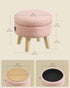 12.2 Inches, ULOM515SA01 SONGMICS Storage Ottoman, Foot Stool, Round Ottoman with Padded Seat, Foot Rest with Wood