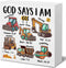 Qlnuk Religious God Says I Am Construction Wood Block Sign Nursery Bible Verse