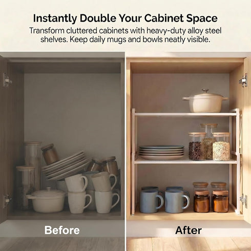 Set 2 16.1''W 44 LBS Counter Countertop of Cabinet Organizers Load Capacity Heavy Duty Kitchen Pantry Shelves Storage