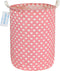 LANGYASHAN Laundry Basket, Canvas Fabric Collapsible Organizer for Storage, Toy Bins, Gift Baskets (Pink Heart)