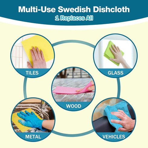 EKoBRIT 15 Pack Countertops Set Swedish Dishcloths for Kitchen Reusable Paper Towels, Super Absorbent & Quick Dry