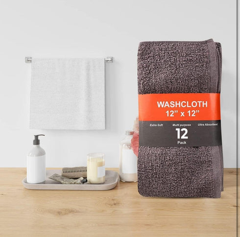 KAHAF COLLECTION 12 Pack 100% (12 Packs (12 12)) Washcloths | Multicolour Cotton Extra Absorbent Face Towels | Soft