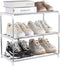 Small Shoe Rack, Narrow Stackable Shoe Shelf Organizer for Entryway, Doorway and