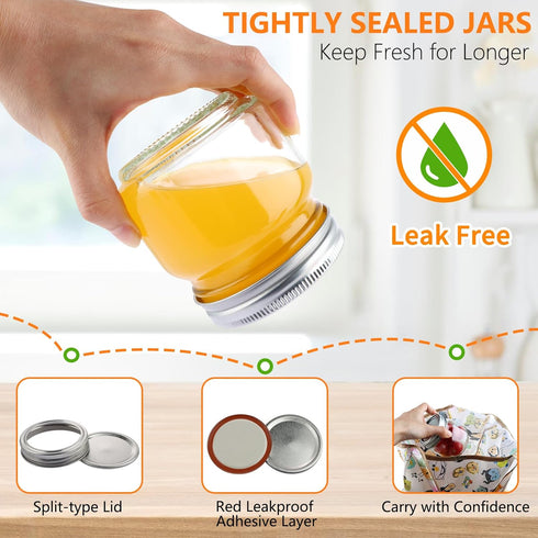 UrSpeedtekLive 30 Pack 8 oz Mason Jars with Regular Lids and Bands, Half Pint Canning Jars, Small Glass Jars for Honey