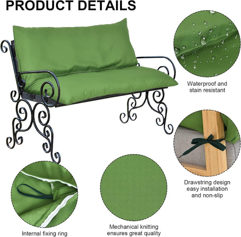 YAQSFGRZ 47"W 40"D 4"T) Three Seat Swing Replacement Cushions Cover ONLY, Anti-Slip Tie Rope Design Bench Cushions