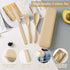 4 Pack Travel Utensil Set with Case, Wheat Straw Reusable Tableware for Camping