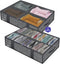 Large Under Bed Boots Shoes Storage Organizer Set of 2 (14+4 Pairs), Heavy Duty Foldable Fabric Shoe Container Box with
