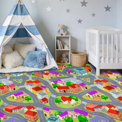 JinKune 48'' 72' Large Kids Carpet Play Mat Rug for Playroom, x Car Rugs Mat for Kids Toy Cars, City Life with Road