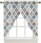Swag Curtains Fall Valances for Windows, Geometric Vintage Moroccan Patterned Valances, 28"x36"x2, Washable Kitchen
