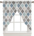 Swag Curtains Fall Valances for Windows, Geometric Vintage Moroccan Patterned Valances, 28"x36"x2, Washable Kitchen