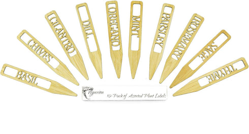 Vyperion 6" 1" Bamboo Plant Labels | Laser Cut x Weatherproof Plant Markers, Outdoor Plant Markers, Herb Garden Signs