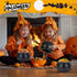 Halloween Party Decor - Set of 3 Witches Cauldron Serving Bowls on Rack, Black Plastic Cauldron with Skeletons