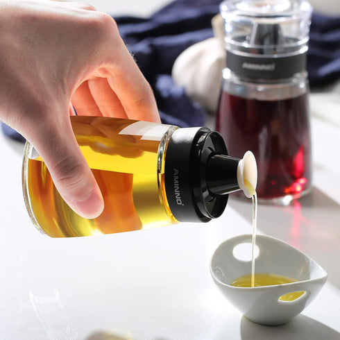 5.5oz Oil and Vinegar Cruets, 2 Pack Glass Dispenser Bottles for Cooking, Leakproof and Drip Free Spouts