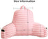 Memfydu Faux Fur Fluffy Pink Reading Pillow with Pockets, Luxury Striped Plush Decorative, Arm Rests and Back Support
