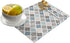 ALAGEO Retro Moroccan Plaid Placemats Set of 6 for Dining Table, Cotton Linen Geometric Quatrefoil Blue Beige Grey