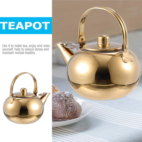 Cabilock Stainless Steel Teapot 1000ML with Removable Infuser & Spout Filter, Stovetop Safe Kettle