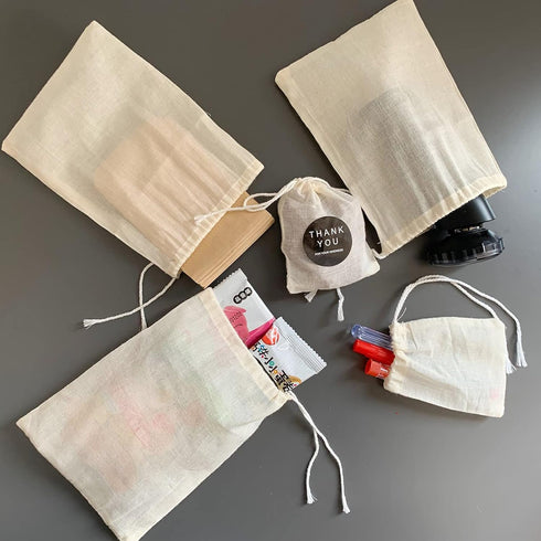 LOOKSGO 25 Pcs 5x7 Inch Muslin Bags, Cotton Drawstring Sachet Bags for Party, Wedding, Jewelry Supplies