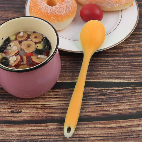 uxcell Orange Silicone Dinner Spoon Utensils for Kitchen and Restaurant