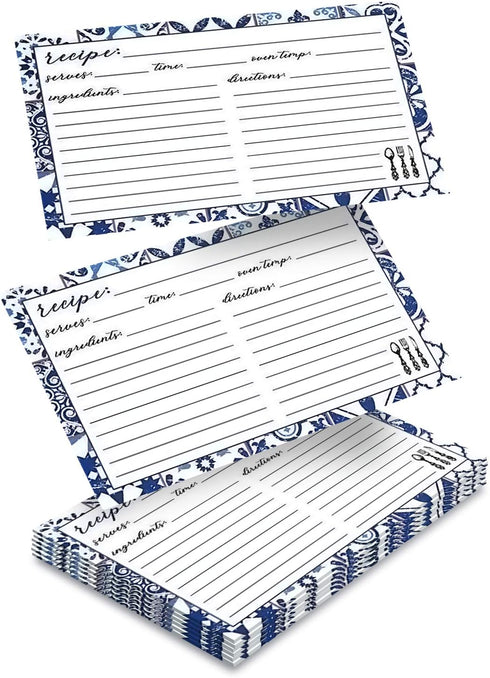 Recipe Cards 4" X 6" Double-Sided Premium Thick Card Stock - Great Gift for Amateurs or Experienced Chefs (Pack of 50)