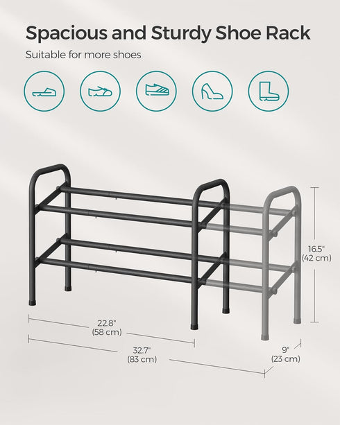 2 15 Closet, SONGMICS Expandable Shoe Rack, Tier Shoe Rack Shelf, Adjustable Shoe Organizer Storage for Pairs of Shoes