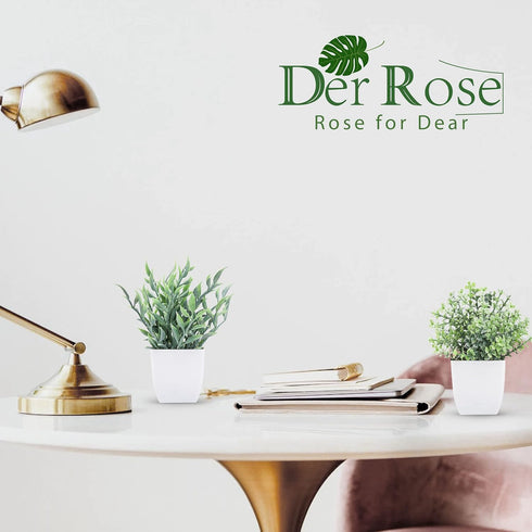 Der Rose 2 Pack Small Fake Plants, Artificial Eucalyptus Greenery in Pots for Bedroom Living Room Decor