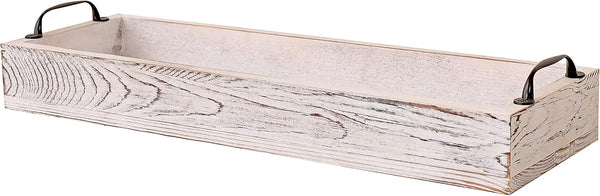 Rustic Wooden Serving Trays Rectangular with Handle,Ottoman Tray for Living Room 16