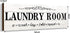 Laundry Room Decor Sign, Wooden Rustic Farmhouse Family Wall Sign, Wash Dry Fold Repeat, 16 x 6 Inches, White