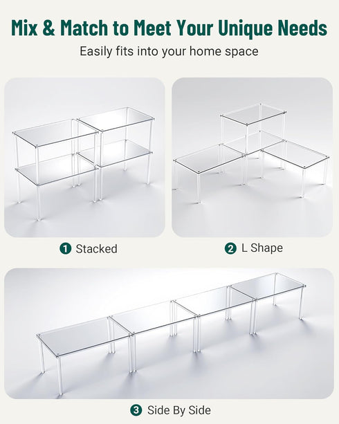 Set 4 Countertop Bobomoment Acrylic Cabinet Organizer, of Spice Rack Organizer for Cabinet, Desk Shelf Organizer