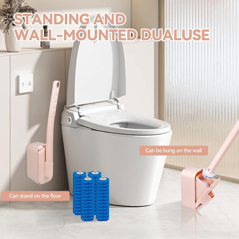 48 Disposable Toilet Brush with Refills,Toilet Cleaning Supplies,Toilet Wand Brush Starter Kit,Wall Mounted Toilet Bowl