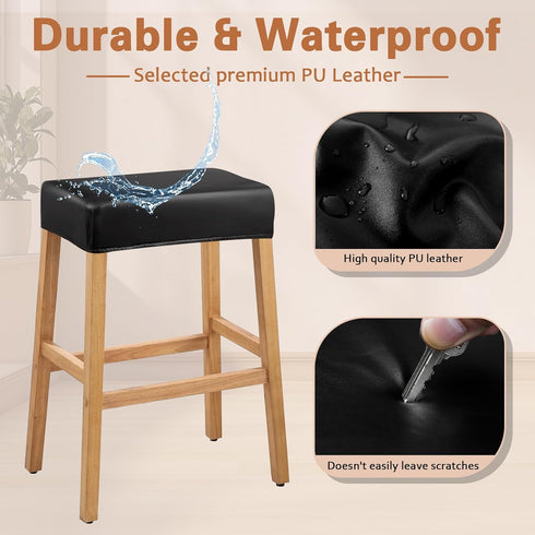 Lufyzora 100% 20% Counter (2 PU Leather Bar Stool Covers Rectangular, Waterproof Stool Covers Rectangle Super Stretch