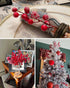 Feitore 30 Pack 8.9" Snow Frosted Red Berry Stems Holly Frosted Berry Picks Snowy Artificial Red Berries for Christmas