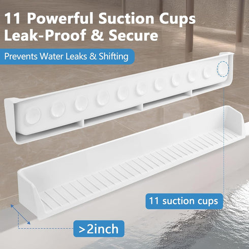 31.5" 11 Bathtub Splash Guard for Tub Kids, Silicone Splash Shield with Suction Cups, Toy Tray Shelf, No Spill Water