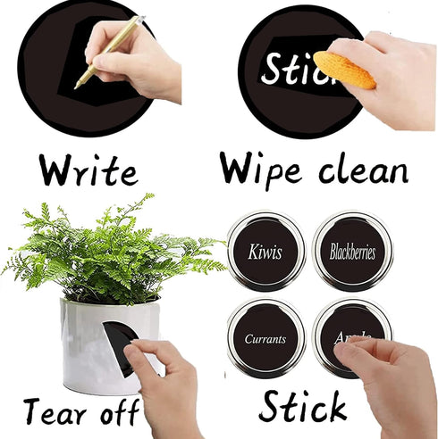 300 Blank Spice Jars Labels Chalkboard Stickers 1.5" Round Waterproof Kitchen Pantry Labels for Canning