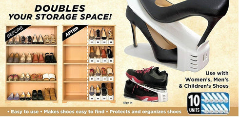 Shoe Slotz Pack, 10 Set Space-Saving Storage Units in Ivory | As Seen on TV | No Assembly Required | Limited Edition