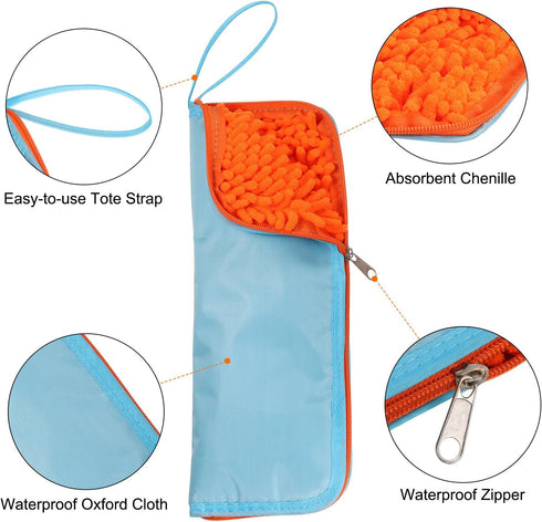 Wet Umbrellas Bag, Portable Chenille Folding Sleeve Cover for Waterproof Storage and Travel
