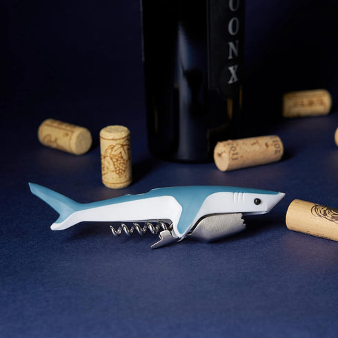 True Shark Corkscrew - Soft Touch Double-Hinged Waiter’s Style Wine Bottle Opener, Gift for Wine Lovers and Animal