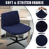 MINGPINHUIUS Armless Adjustable Chair Cover, Knitted Jacquard Velvet Slipcover for Office Desk Chair (Navy Blue)