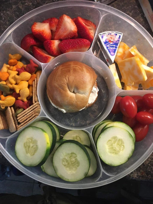 2 Pack Candy and Nut Serving Container, Appetizer Tray with Lid, 6 Compartment Round Plastic Food Storage Organizer,