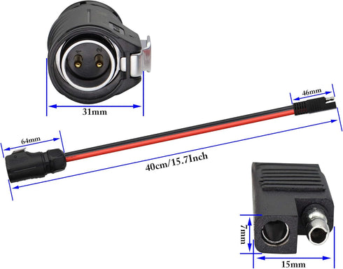 zdyCGTime 2 Pin Power Industrial Circular Connector to SAE Cable for Solar Panel Suitcase and Grand Design, Fit for Furrion, Forrest River RV Solar Panel Suitcase, Grand Design RV's Industry(10AWG)