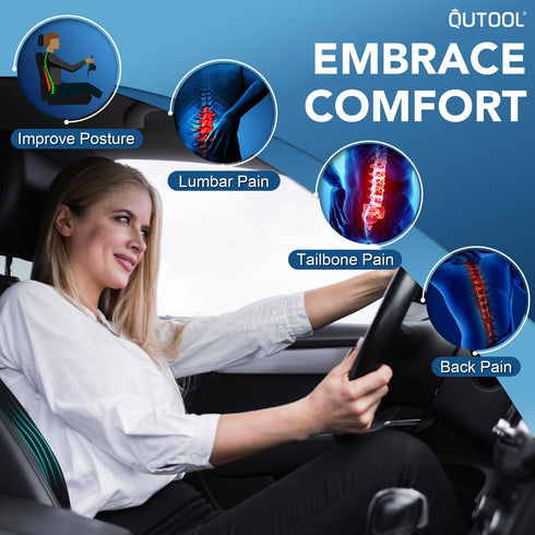 QUTOOL Lumbar Support Pillow for Car, Truck Accessories Travel Essentials, Memory Foam Back Cushion for Driving Seat