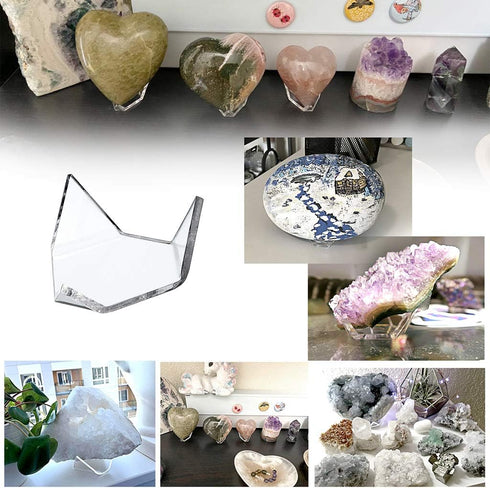 Hipiwe Acrylic Triangle Display Holder - 5 Packs Clear Plastic Easel Stands for Geodes, Rocks, Minerals, Medium